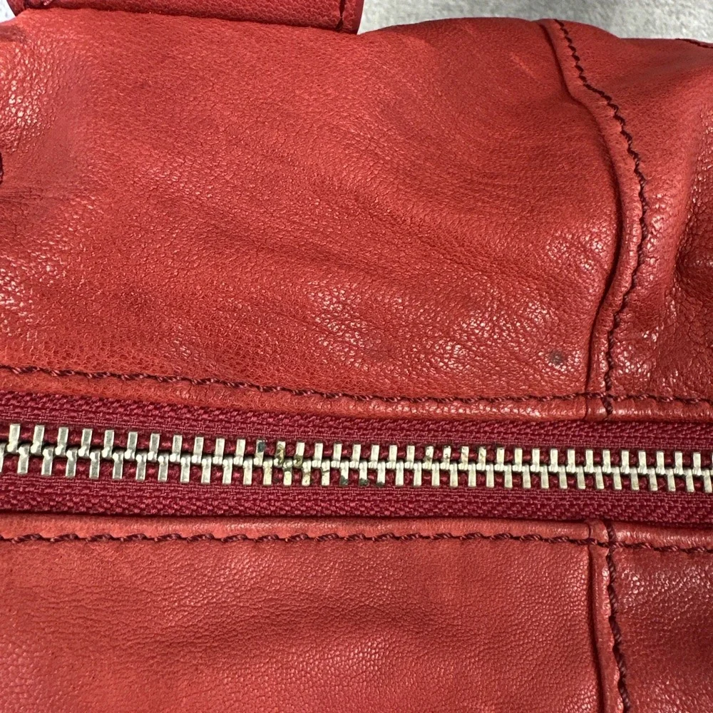 Andrew Marc Hobo Bag Purse Red Leather Distressed Rebel Sydney
